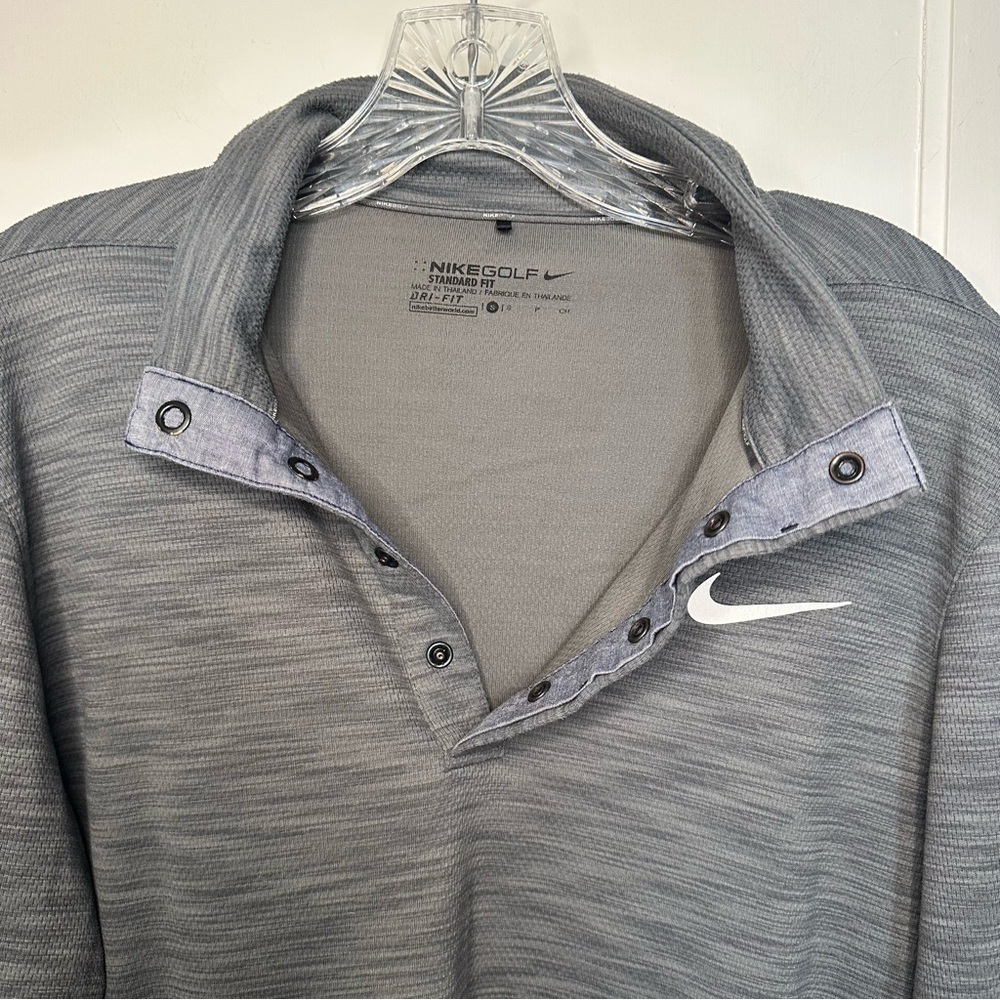 Nike Men’s Grey Long-Sleeve Dri-FIT Quarter-snap Pullover - Picture 6 of 9
